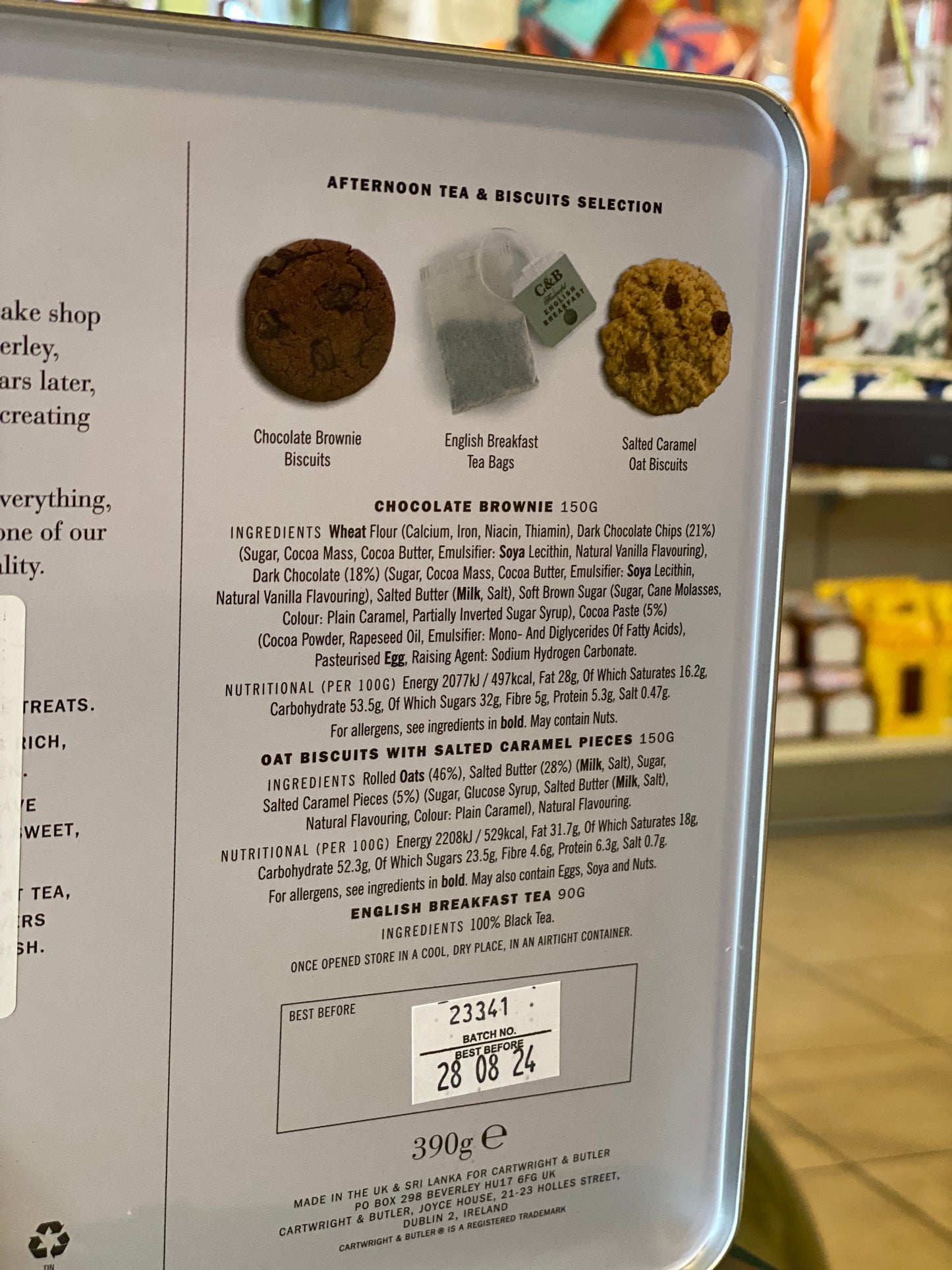 Cofanetto in latta biscotti e tè âCartwright & Butlerâ 390 grammi