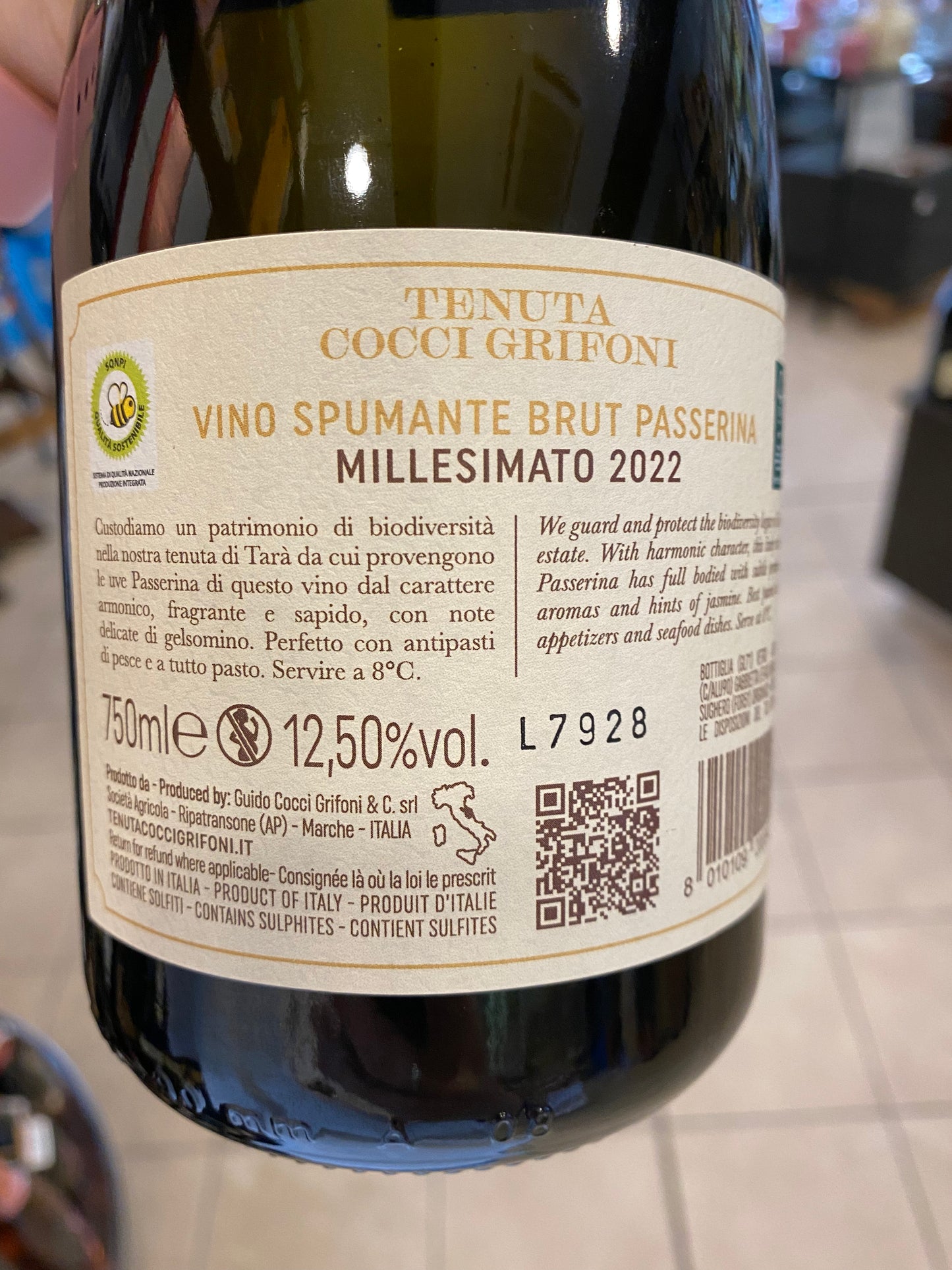 SPUMANTE BRUT TARÀ PASSERINA Tenuta Cocci Grifoni CL 75