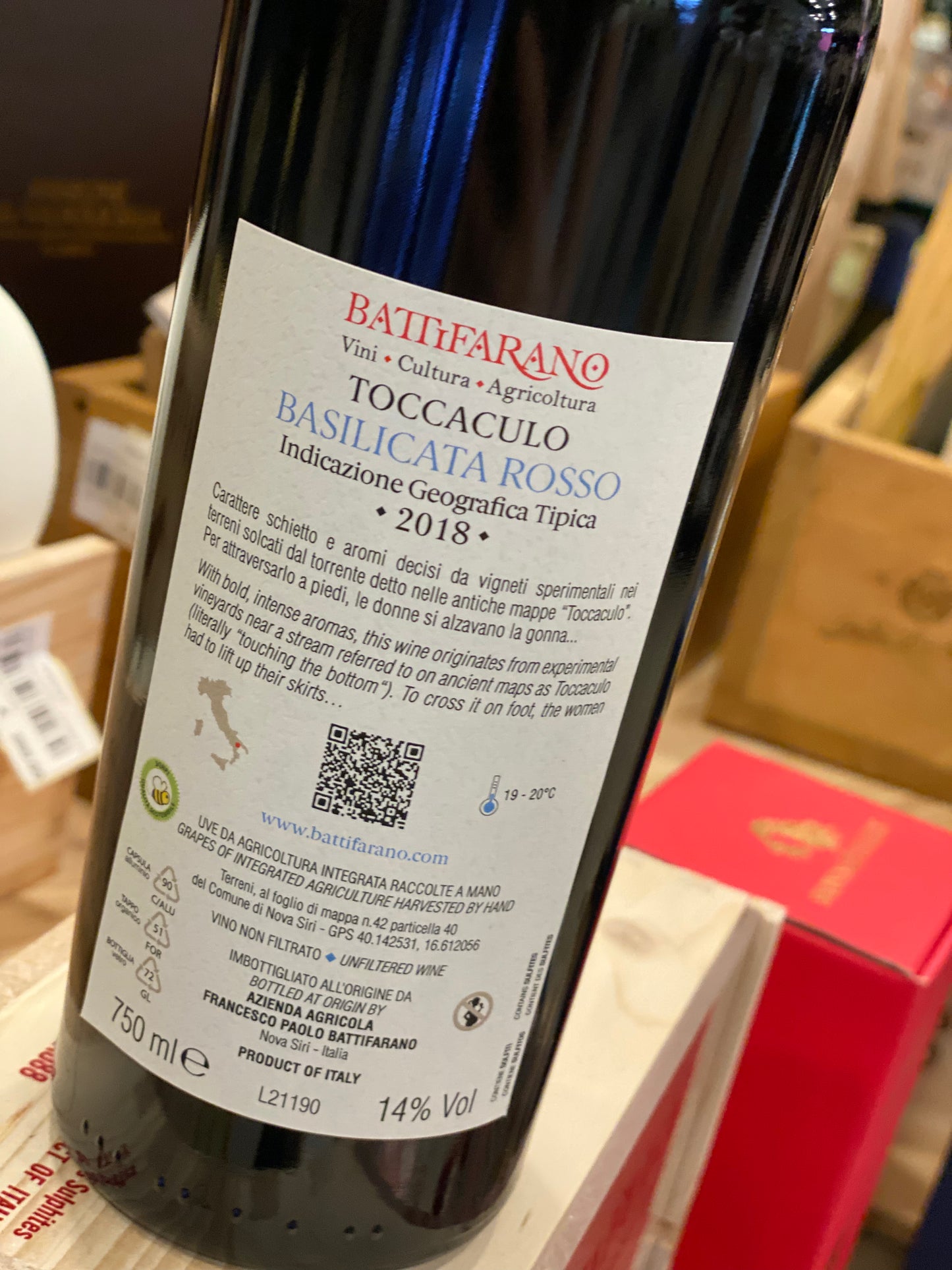 VINO BASILICATA ROSSO IGT “ TOCCACULO” BATTIFARANO CL 70