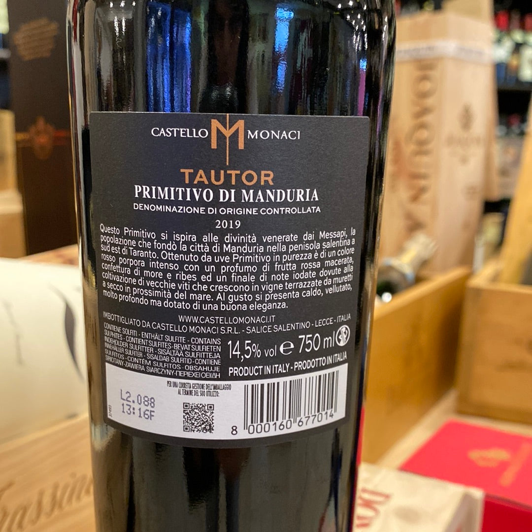 VINO TAUTOR CASTELLO MONACI - PRIMITIVO DI MANDURIA DOC 2019